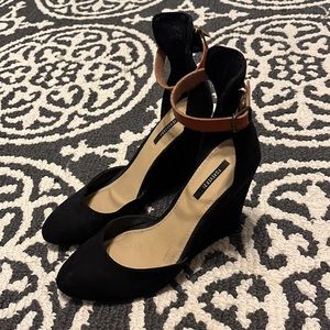Forever 21 faux suede wedge with ankle strap